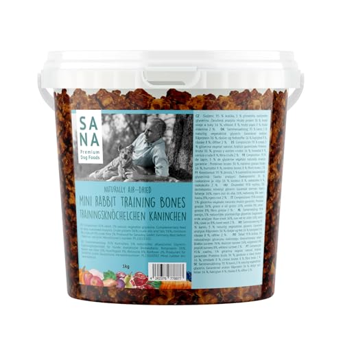 Sana Premium Dog Foods | Trainingsknöchelchen Kaninchen 1kg | Zum Training oder als Snack | Leckerli für Hunde mit 95% Kaninchen von Sana Premium Dog Foods