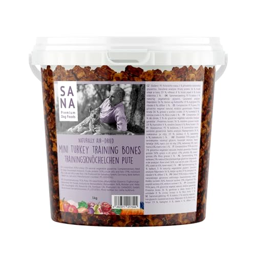 Sana Premium Dog Foods | Trainingsknöchelchen Pute 1kg | Zum Training oder als Snack | Leckerli für Hunde mit 95% Pute von Sana Premium Dog Foods