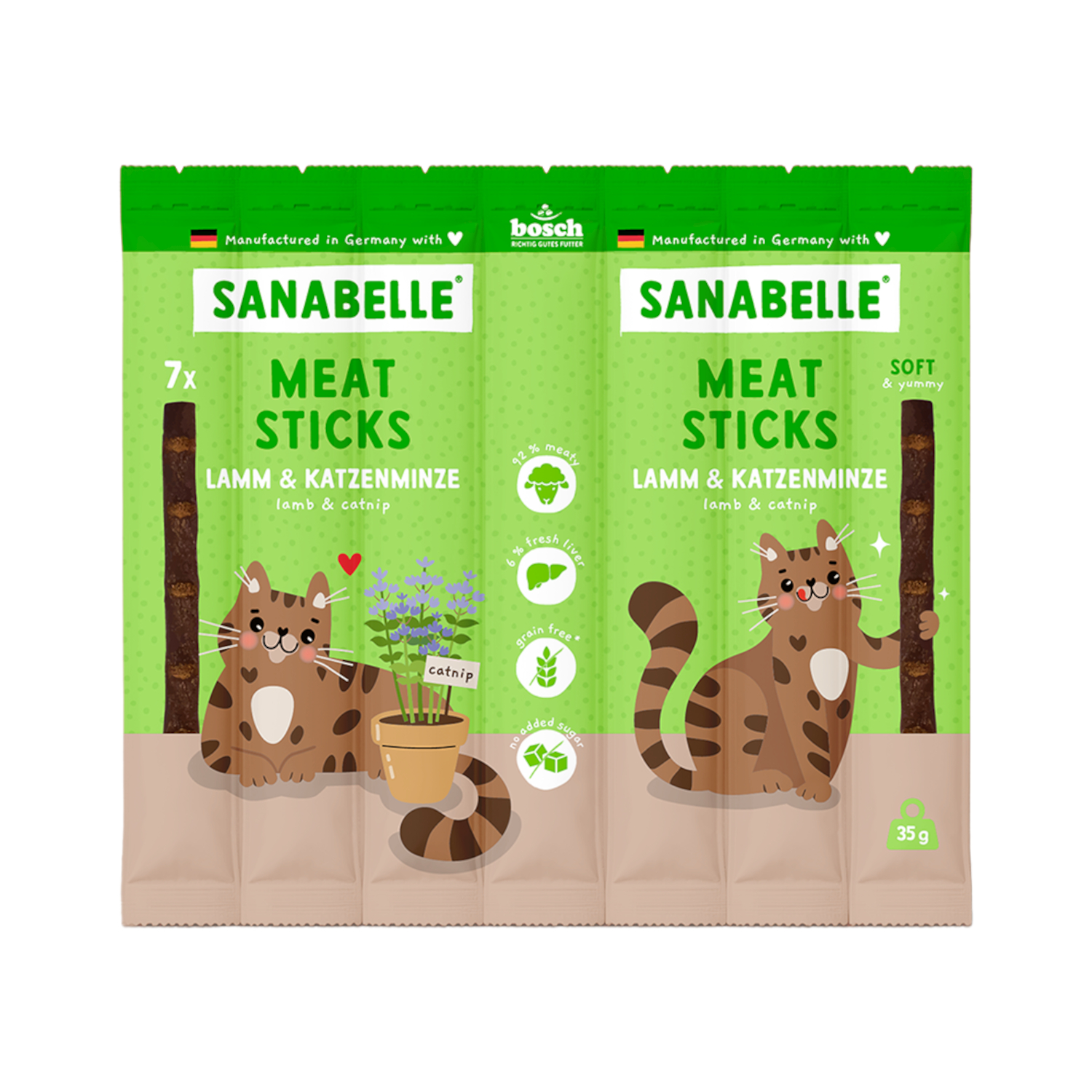 Sanabelle Meat Sticks - Sparpaket: 16 x 35 g Lamm & Katzenminze Sanabelle Meat Sticks - Sparpaket: 16 x 35 g Lamm & Katzenminze von Sanabelle