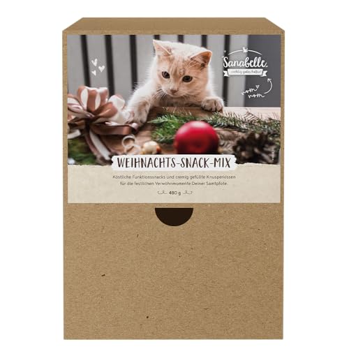 Sanabelle Weihnachts-Mixpaket, 24 leckere Katzensnacks zum Probieren, 24 x 20 g, Bunter Snack-Mix, Snacks für Katzen von Sanabelle