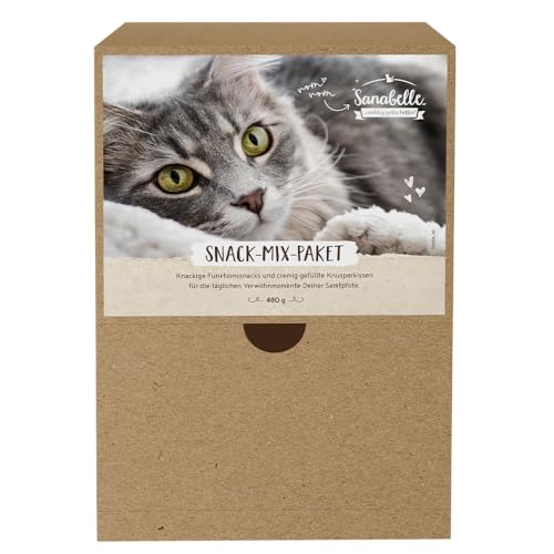 Sanabelle Weihnachts-Mixpaket, 24 leckere Katzensnacks zum Probieren, 24 x 20 g, Bunter Snack-Mix, Snacks für Katzen von Sanabelle