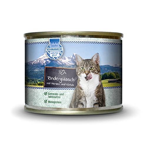 Sandras Schmankerl Nassfutter für Katzen Rindergulasch 6 x 200g. | getreidefrei | Monoprotein von Sandra's SCHMANKERL natürlich g'sund