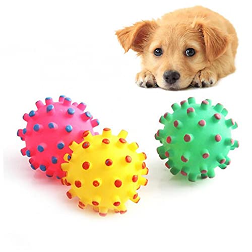 Sanfly 1 Stück Haustier Spielzeug Kauen Gummi Weiche Dorn Kugel Quietschen Klicks Bissbeständige Lustige Hunde Lieferungen Für Hunde Katze (6,5 cm Zufällige Farbe) von Sanfly