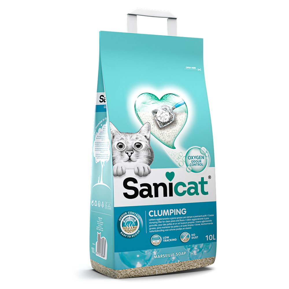 2 x 10 l Sanicat Katzenstreu zum Sonderpreis! - Klumpende mit Marseiller Seife von Sanicat