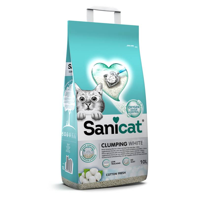 2 x 10 l Sanicat Katzenstreu zum Sonderpreis! - Klumpende mit frischem Baumwollduft von Sanicat