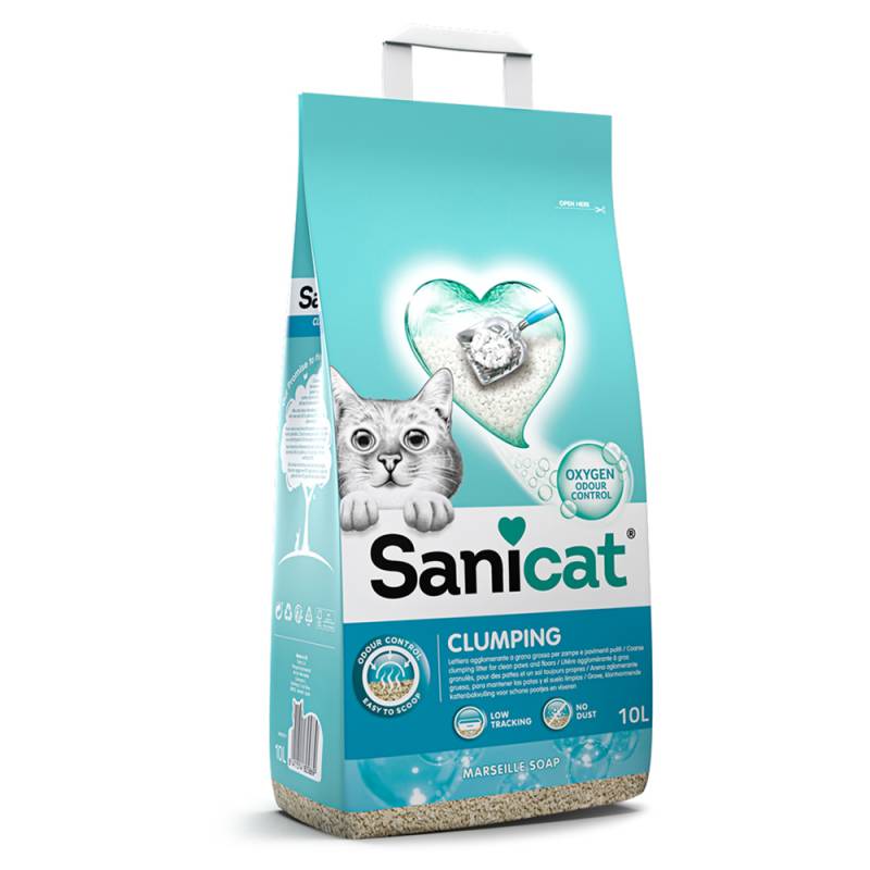 2 x Sanicat Katzenstreu zum Sonderpreis! - Klumpende mit Marseiller Seife 2 x 10 l von Sanicat