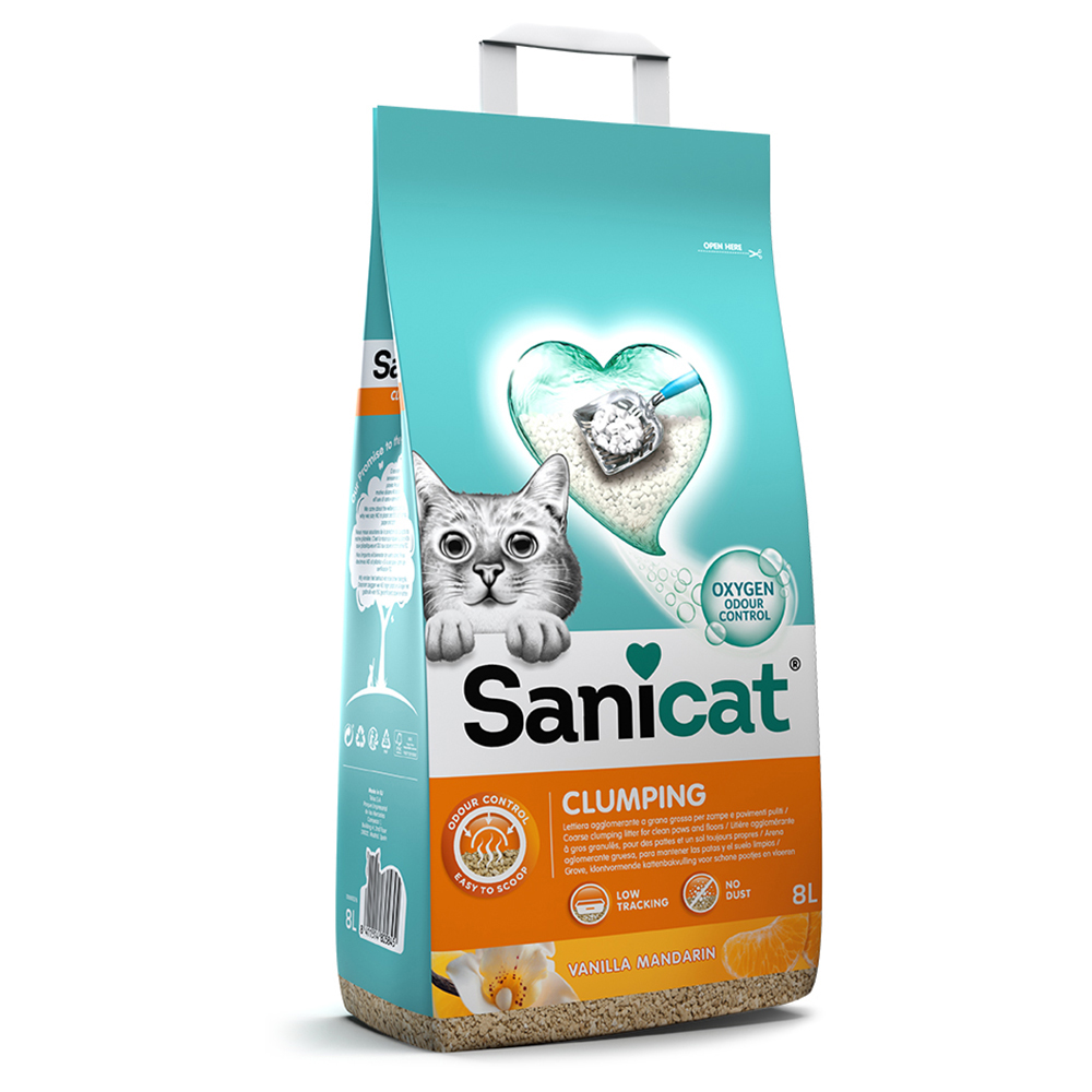 2 x Sanicat Katzenstreu zum Sonderpreis! - Klumpende mit Vanille & Mandarine 2 x 8 l von Sanicat