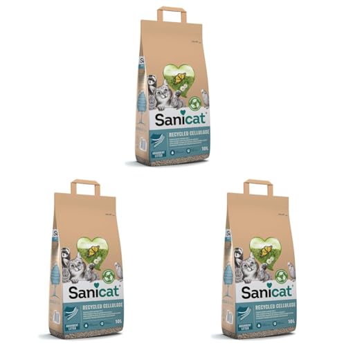 Sanicat – Absorbierende Multipet-Streu aus recycelter Zellulose | Ausgezeichnete Absorption und Geruchsbindung | Umweltfreundliches und biologisch abbaubares Produkt | Packungsgröße 10 l von Sanicat