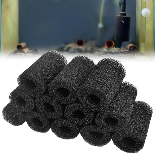 12 Stück Aquarium-Filterschwamm, 2 cm, Ansauggarnelenfilter, grober Schwammfilter für Aquarium, schützt Fischbraten und Garnelen, Schwarz von Sankoly