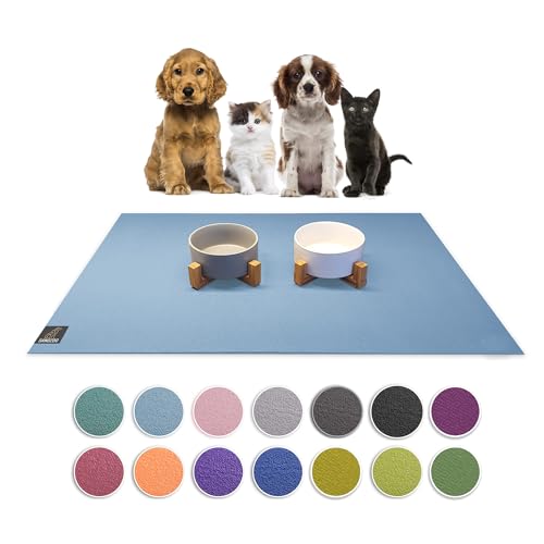 SanoZoo® - Napfunterlage, Öko-TEX - Made in Germany - rutschfeste Futtermatte für Hunde & Katzen, 60 x 60 cm Hellblau von SanoZoo