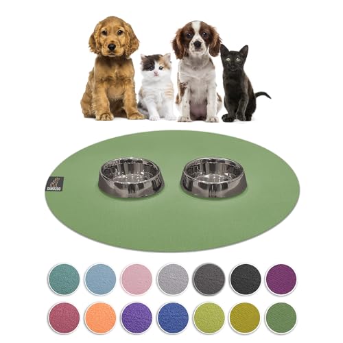 SANOZOO® - Napfunterlage, Öko-TEX - Made in Germany - rutschfeste Futtermatte für Hunde & Katzen, Rund 120 cm Olivgrün von SanoZoo