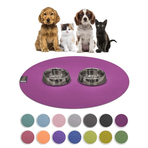 SanoZoo® - Napfunterlage, Öko-TEX - Made in Germany - rutschfeste Futtermatte für Hunde & Katzen, Rund 120 cm Pflaume von SanoZoo