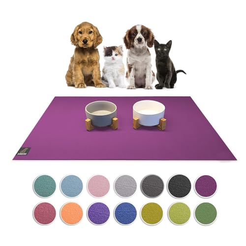 SanoZoo® - Napfunterlage, Öko-TEX - Made in Germany - rutschfeste Futtermatte für Hunde & Katzen, Set: 2X 30x40 cm Pflaume von SanoZoo