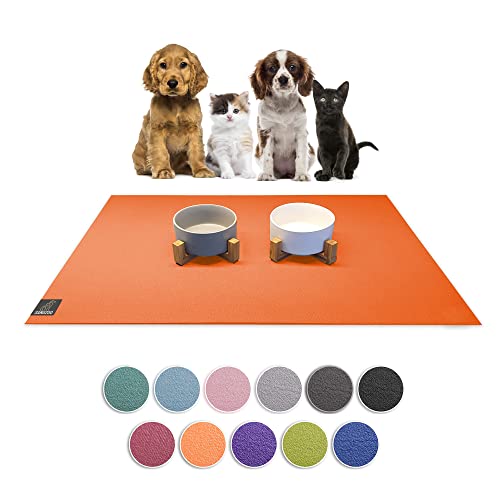SanoZoo® Napfunterlage - Öko-TEX - Made in Germany - rutschfeste Futtermatte für Hunde & Katzen 40x60cm Orange, wasserfest von SanoZoo