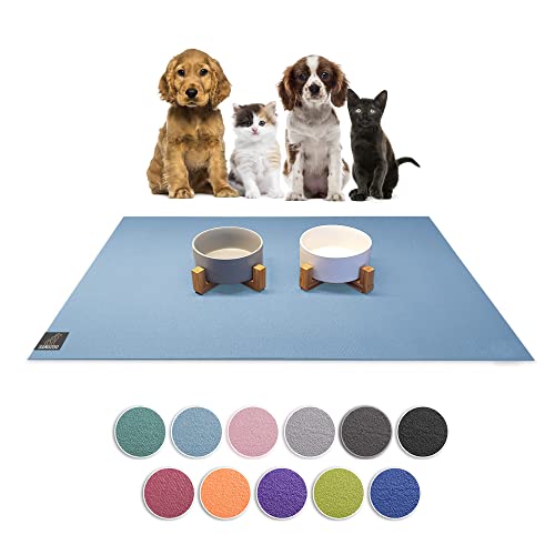 SanoZoo® Napfunterlage - Öko-TEX - Made in Germany - rutschfeste Futtermatte für Hunde & Katzen 60x90cm Hellblau, wasserfest von SanoZoo