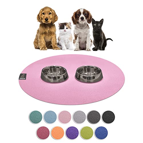 SanoZoo® Napfunterlage - Öko-TEX - Made in Germany - rutschfeste Futtermatte für Hunde & Katzen Rund 120cm Rosa, wasserfest von SanoZoo