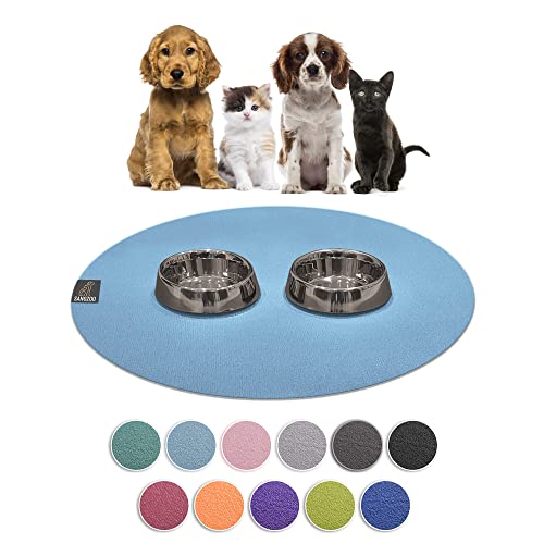 SanoZoo® Napfunterlage - Öko-TEX - Made in Germany - rutschfeste Futtermatte für Hunde & Katzen Rund 60cm Hellblau, wasserfest von SanoZoo