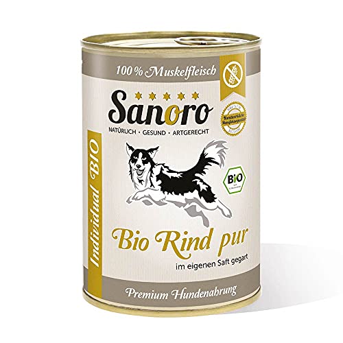 Sanoro Bio-Rind pur 100% Muskelfleischanteil, salzfrei - Premium-Hundefutter in Bio-Qualität - singleprotein (1 x 400 g). von Sanoro