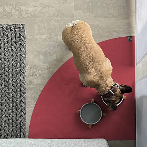 SanoZoo® Napfunterlage - Öko-TEX - Made in Germany - rutschfeste Futtermatte für Hunde & Katzen Eckrund Set 2X 60cm Rot, wasserfest von SanoZoo