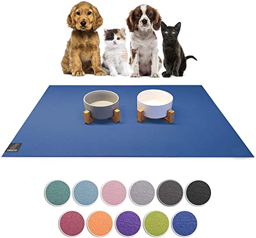 SanoZoo® Napfunterlage - Öko-TEX - Made in Germany - rutschfeste Futtermatte für Hund & Katze 60 x 60 cm Blau, wasserfest von Sanosoft