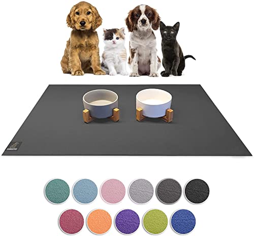 SanoZoo® Napfunterlage - Öko-TEX - Made in Germany - rutschfeste Futtermatte für Hund & Katze 60 x 60 cm Grau, wasserfest von Sanosoft