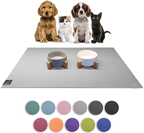 SanoZoo® Napfunterlage - Öko-TEX - Made in Germany - rutschfeste Futtermatte für Hund & Katze 60 x 60 cm Hellgrau, wasserfest von Sanosoft