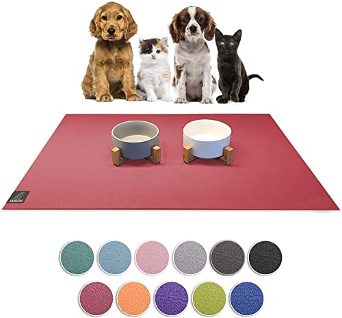 SanoZoo® Napfunterlage - Öko-TEX - Made in Germany - rutschfeste Futtermatte für Hund & Katze 60 x 60 cm Rot, wasserfest von Sanosoft