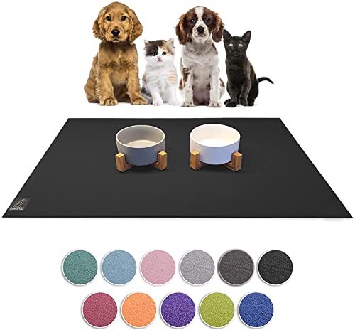 SanoZoo® Napfunterlage - Öko-TEX - Made in Germany - rutschfeste Futtermatte für Hund & Katze 60 x 60 cm Schwarz, wasserfest von Sanosoft