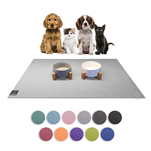 SanoZoo® Napfunterlage - Öko-TEX - Made in Germany - rutschfeste Futtermatte für Hunde & Katzen 60x90cm Hellgrau, wasserfest von SanoZoo