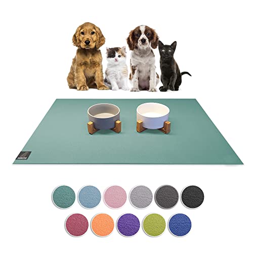 SanoZoo® Napfunterlage - Öko-TEX - Made in Germany - rutschfeste Futtermatte für Hunde & Katzen 30x40cm Petrol, wasserfest von SanoZoo