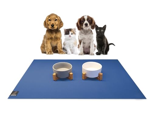 SanoZoo® Napfunterlage - Öko-TEX - Made in Germany - rutschfeste Futtermatte für Hunde & Katzen 40x60cm Blau, wasserfest von SanoZoo