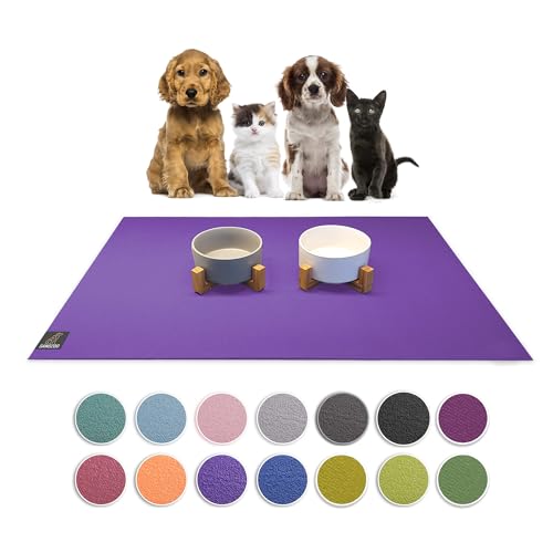 SanoZoo® Napfunterlage - Öko-TEX - Made in Germany - rutschfeste Futtermatte für Hunde & Katzen 60x90cm Lila, wasserfest von SanoZoo