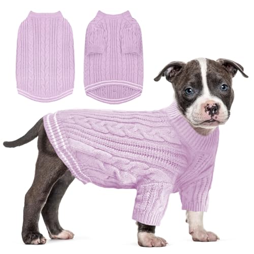 Sanqitara Warmer Hundepullover, hochelastisch, weiches Gefühl für kleine und mittelgroße Hunde, kurze Ärmel, dicker Strickwaren, Hellviolett, Größe XS von Sanqitara