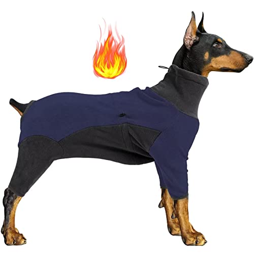 Hundebekleidung & Zubehör, Hund Wintermantel für Hunde, Winddichte Mäntel Hund Schneeanzug Warme Fleecekleidung Komfort Leichte Jacke bei kaltem Wetter für Klein Mittel Groß (XXL,Schwarz Blau) von Sanswin