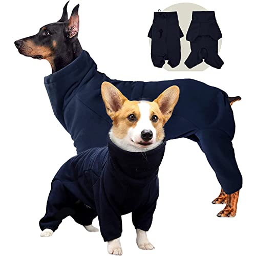 Hundepullover Grosse Hunde, Hunde-Winterjacke, Kaltwetter-Hundemäntel mit Reißverschluss, Einfaches Gehen und Weiche Warme Sportbekleidung für Mittelgroße und Große Hunde (XXS,Schwarz Blau) von Sanswin