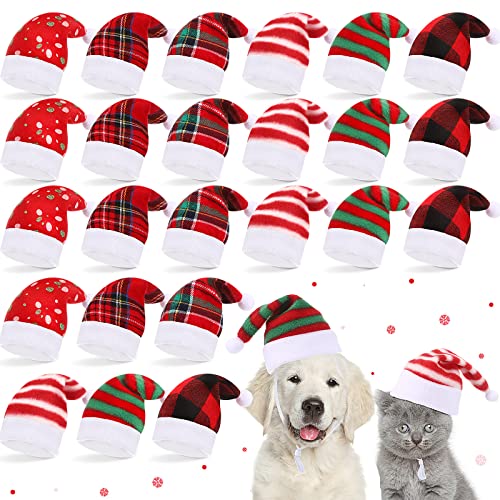 24 Stück Haustier Weihnachtsmütze Niedlich Haustier Weihnachtsmütze Hund Weihnachtsmann Kostüm Weihnachtsmütze für Katze Urlaub Party Kostüme für Katzen Hunde Welpen Haustiere Weihnachten Party von Sanwuta