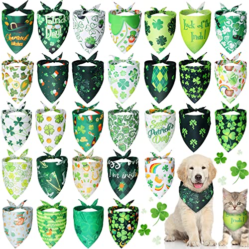 30 Stück St. Patrick's Day Hundehalstücher St. Patrick's Day Hund Katze Lätzchen Urlaub Haustier Kostüm Hund St. Patrick's Day Outfit Dreieck Schal Halstuch für kleine bis mittelgroße Haustiere von Sanwuta