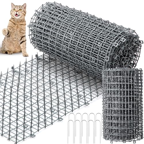 Sanwuta 2 Stück 8 m Katzen-Spike-Matte für den Außenbereich, Katzenschreck, Matte mit Spikes, Stachelstreifen, für den Innenbereich, Hundegrababschreckung, Anti-Katzen-Netzwerk, Katzen-Spikes mit 10 von Sanwuta