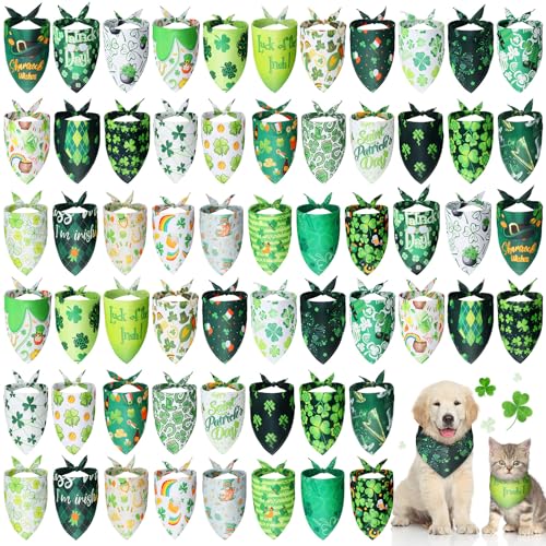 Sanwuta St. Patrick's Day Hundehalstücher, verstellbar, für Welpen, Urlaub, Haustierzubehör, waschbar, für kleine bis große Hunde, Katzen, 60 Stück von Sanwuta