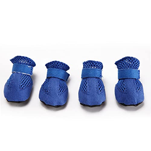 Sarekung Hundeschuhe Mesh atmungsaktive Komfortschuhe mit weicher Sohle für Hunde, Bichon Teddy Haustierschuhe Hundestiefel wasserdicht rutschfest (M, blau) von SMDARROY