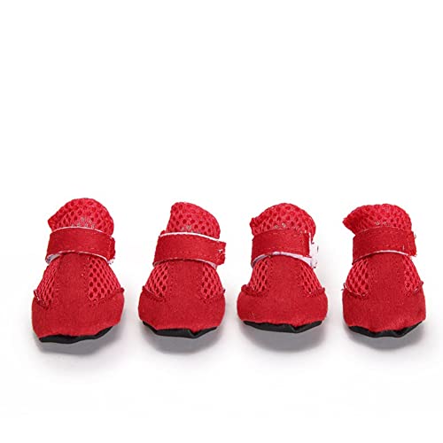 Sarekung Hundeschuhe Mesh atmungsaktive Komfortschuhe mit weicher Sohle für Hunde, Bichon Teddy Haustierschuhe Hundestiefel wasserdicht rutschfest (M, rot) von SMDARROY