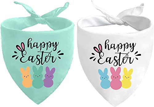 Hundehalstücher für Ostern, Welpenschal – Happy Easter Peeps Hunde-Outfits – 2 Stück, verstellbar, dreieckig, doppellagig, wendbar, Haustierhalstücher für kleine, mittelgroße und große Hunde von Sarybei