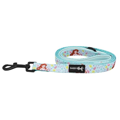 Sassy Woof Disney Princess Little Mermaid Ariel Hundeleine, 152,4 cm, mit Neopren-gepolstertem Griff, bequem, langlebig und stilvoll für kleine bis große Hunde, offizielles Lizenzprodukt von Sassy Woof