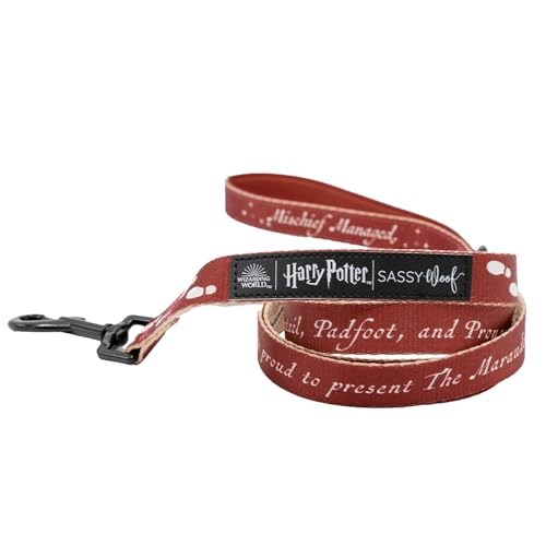 Sassy Woof Harry Potter™ Hundeleine mit Karte des Rumtreibers, 152,4 cm, mit patentiertem Design und Neopren-gepolstertem Griff, bequem, langlebig und stilvoll für kleine bis große Hunde von Sassy Woof