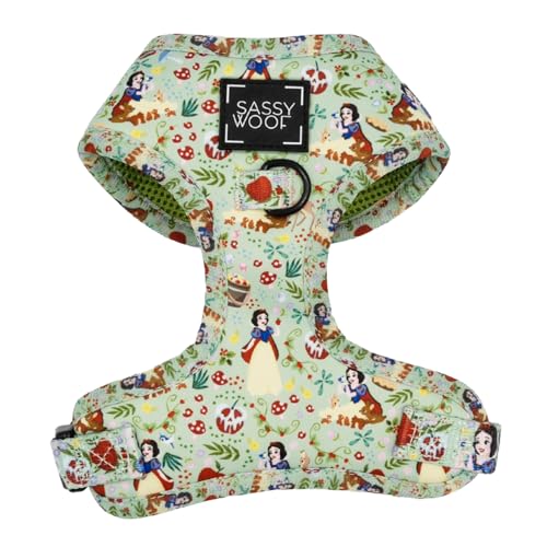 Sassy Woof Verstellbares Hundegeschirr, Disney Prinzessin, Schneewittchen, L, atmungsaktives Netzgewebe, kein Ziehen, Design mit zwei D-Ringen, patentiertes Design, ideal für große Hunde, offizielles von Sassy Woof