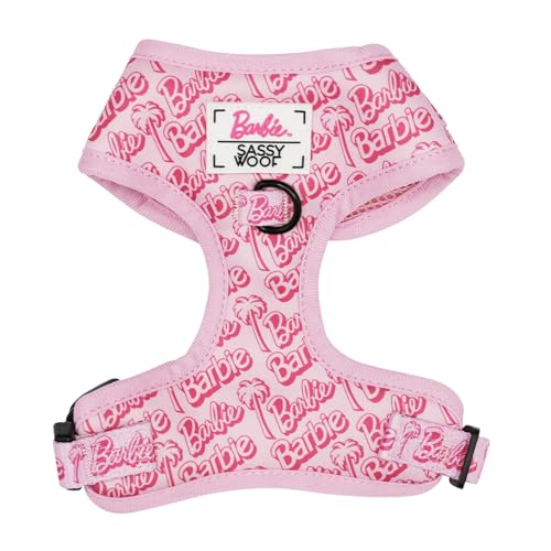 Sassy Woof Hundegeschirr verstellbar Barbie™ Malibu - XS, atmungsaktives Netzgewebe, kein Ziehen, Design mit zwei D-Ringen, perfekt für kleine Hunde und Welpen von Sassy Woof