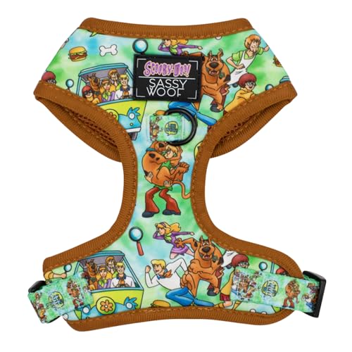 Sassy Woof Hundegeschirr verstellbar Scooby-Doo™ L, atmungsaktives Netzgewebe, kein Ziehen, Design mit zwei D-Ringen, ideal für große Hunde von Sassy Woof