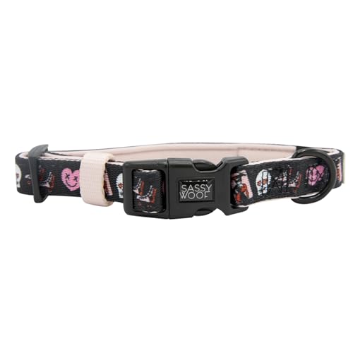 Sassy Woof Hundehalsband Harley Quinn™ - L, verstellbar, langlebig, bequem und stilvoll, Haustierzubehör für große Hunde von Sassy Woof