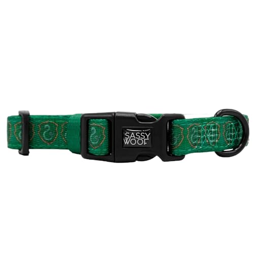 Sassy Woof Hundehalsband Harry Potter™ Slytherin - L, verstellbar, langlebig, bequem und stilvoll, Haustierzubehör für große Hunde - offiziell lizenziert von Sassy Woof