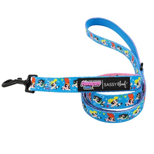 Sassy Woof Powerpuff Girls™ Hundeleine, 152,4 cm, mit patentiertem Design und Neopren-gepolstertem Griff, bequem, langlebig und stilvoll für kleine bis große Hunde, Blau von Sassy Woof